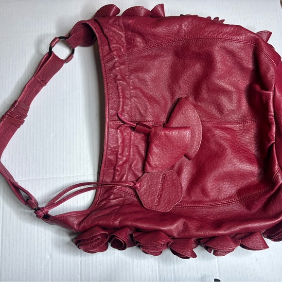 Vince Camuto Vintage Elegant Red Leather with flower side Women's Bag - Picture 3 of 14